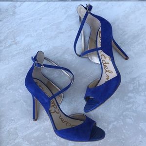 Sam Edelman Audrey Blue Suede Strappy Heels